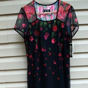 NWT GIRL'S 16 AMY BYER  ROSES ON BLACK LONG DRESS